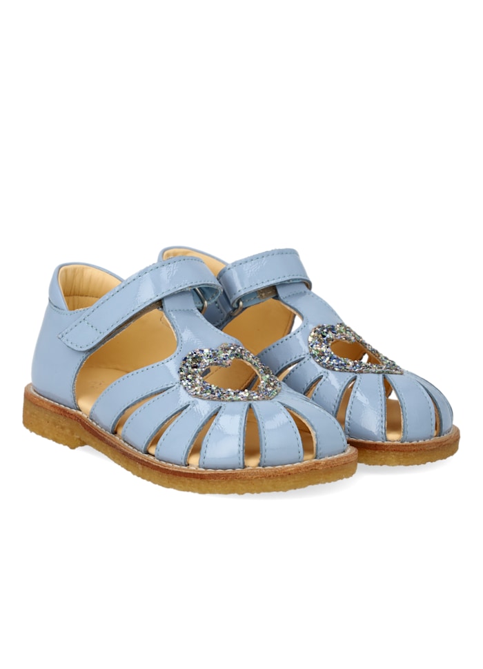 Angulus Sandal Hjertesandal med glitter Sky Blue