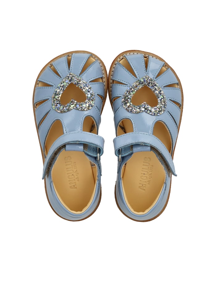 Angulus Sandal Hjertesandal med glitter Sky Blue - Billede 4
