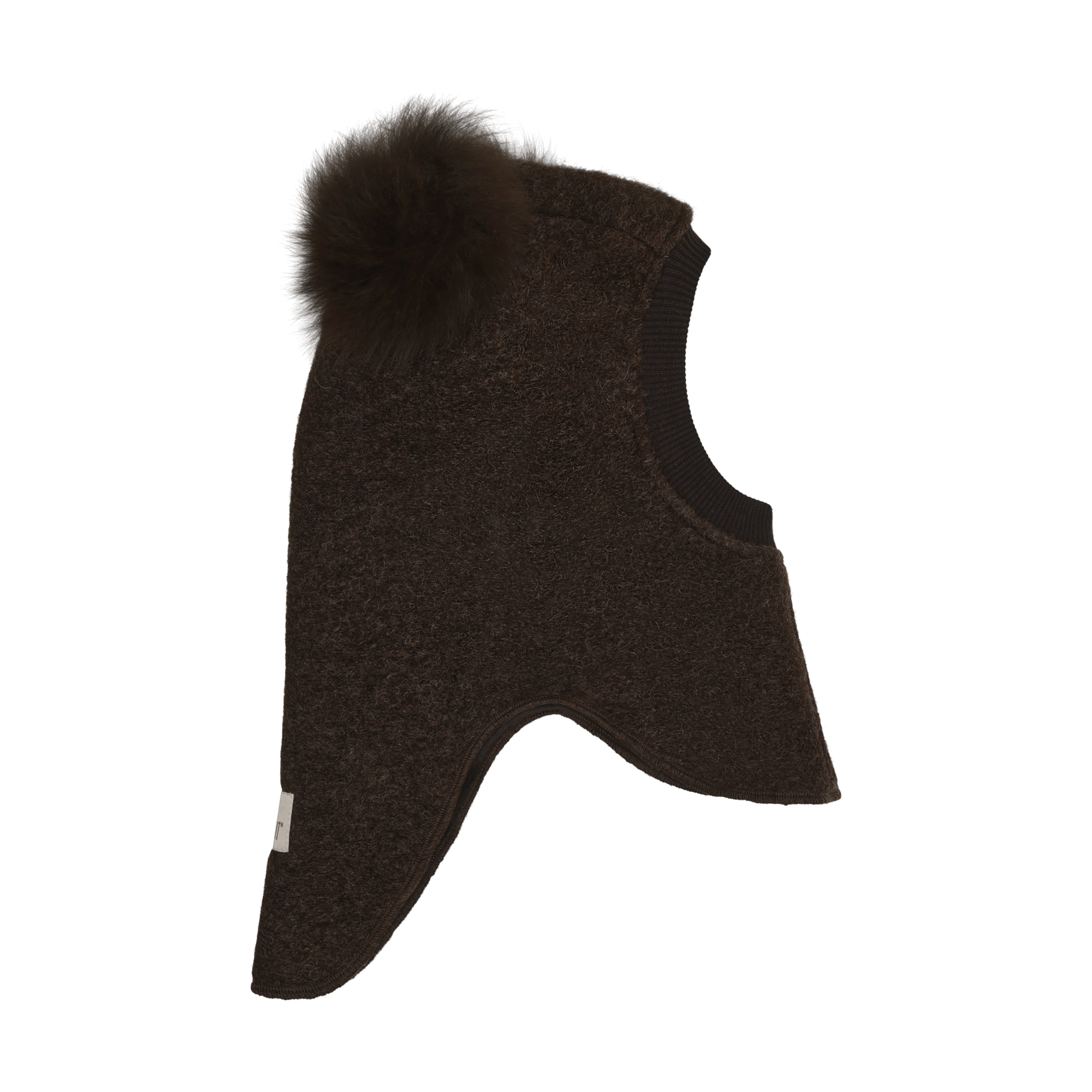 HUTTEliHUT Elefanthue Uld Balaclava Alpaca Pompoms Dark Brown Melange