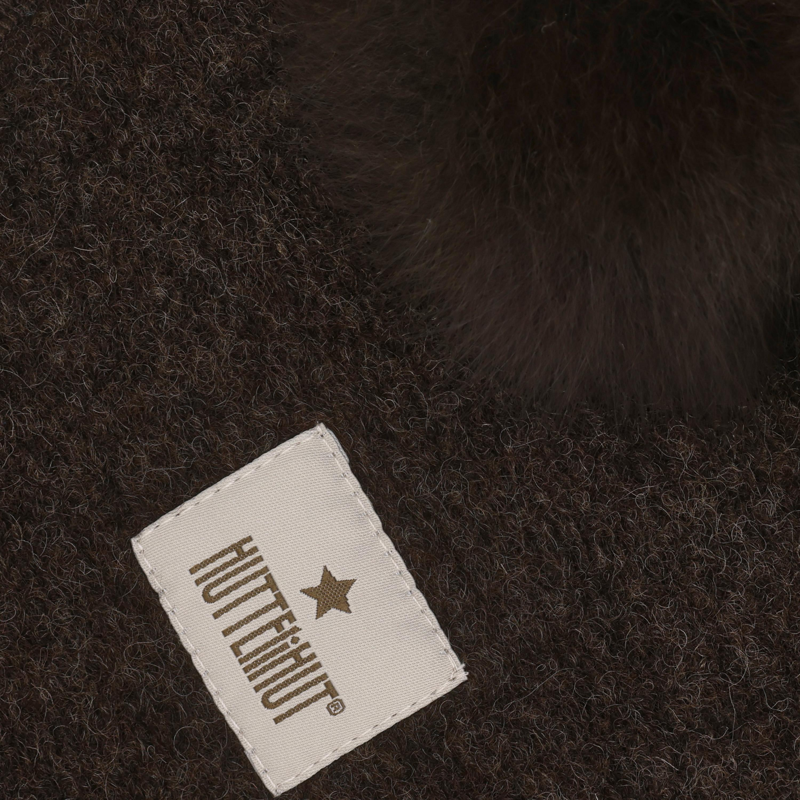 HUTTEliHUT Elefanthue Uld Balaclava Alpaca Pompoms Dark Brown Melange - Billede 3