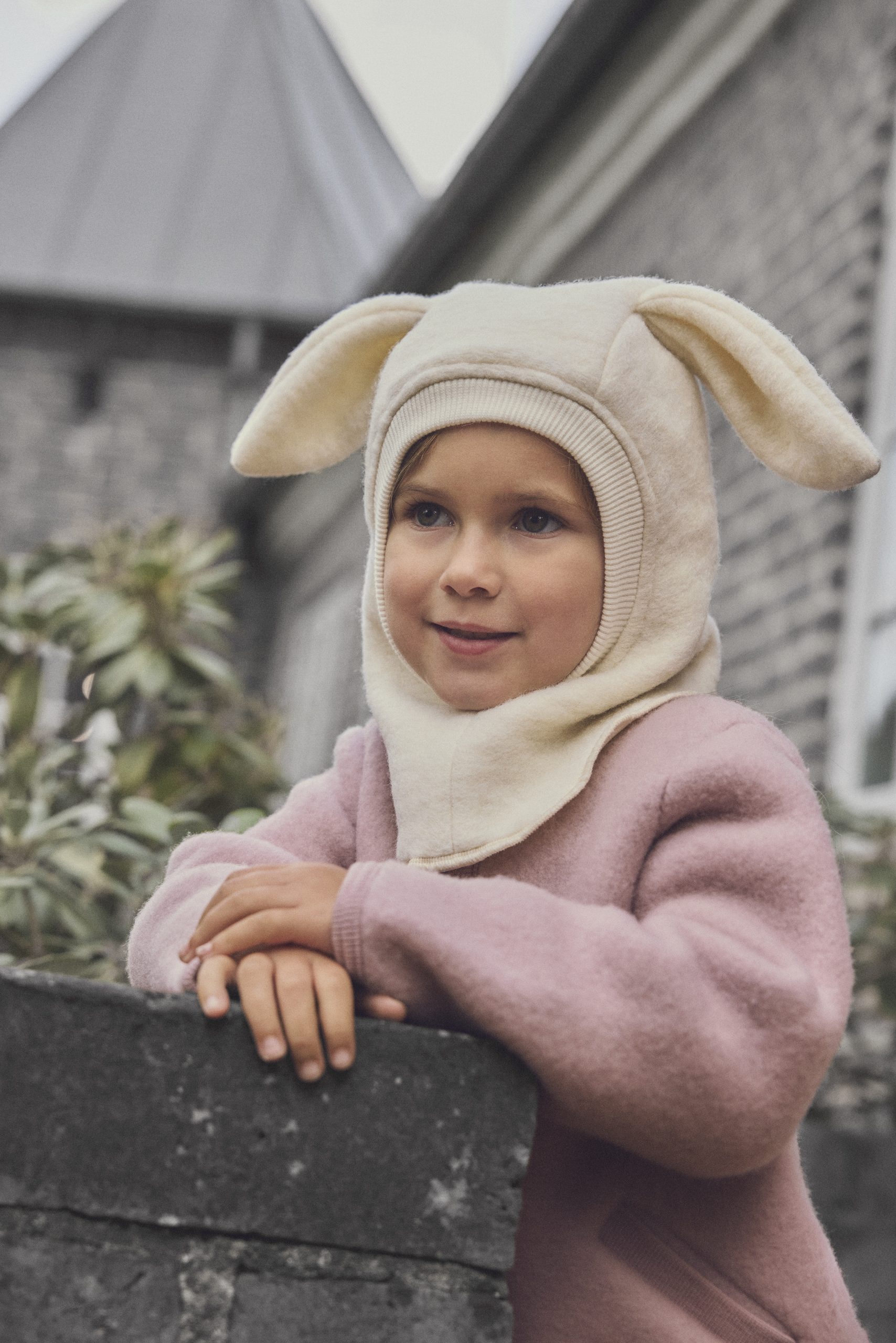 HUTTEliHUT Elefanthue Uld Fleece Balaclava Ears Tofu - Billede 4
