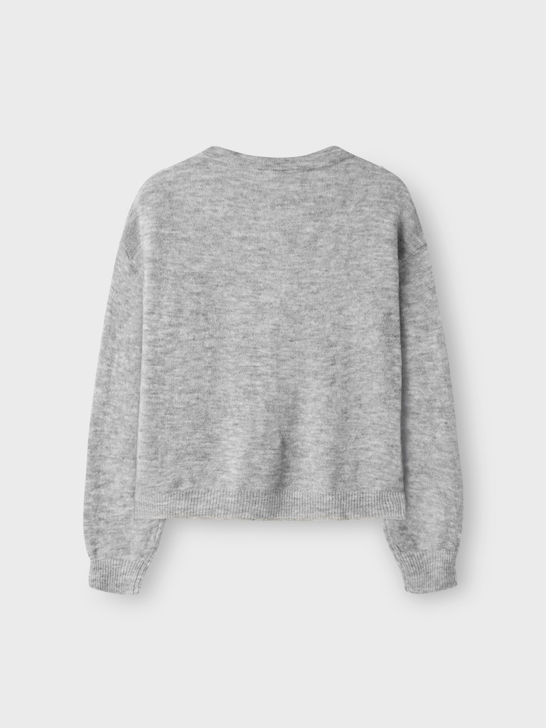LMTD Cardigan LS Lodet Strik Light Grey Melange - Billede 2