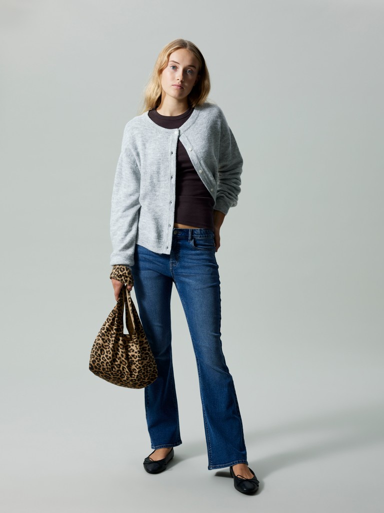 LMTD Cardigan LS Lodet Strik Light Grey Melange - Billede 5