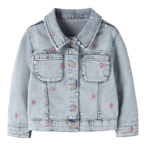 Name It Denim jakke Mini Elisa Emb Light Blue Bleached Denim