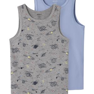 Name It Undertrøjer Kids 2-pak Tank Top Grey Space Melange